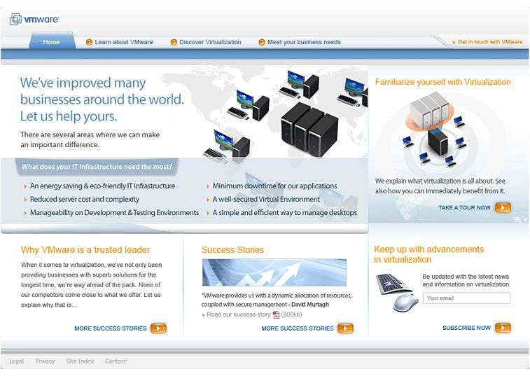 VMware site main page